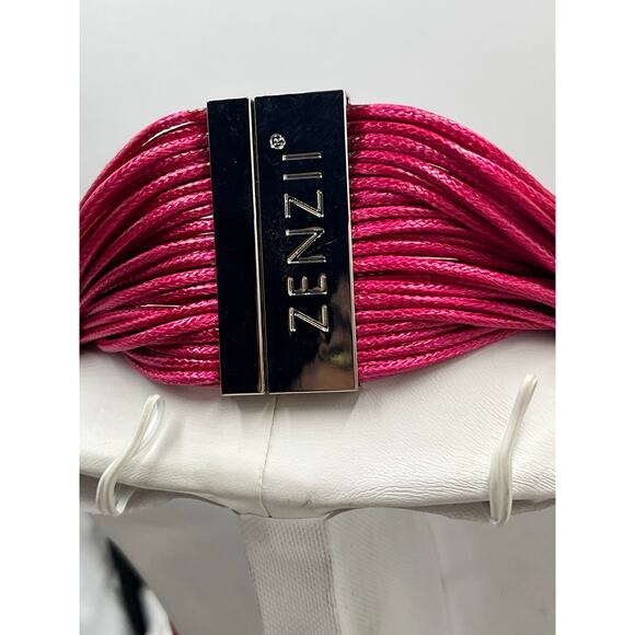 Zenzii Pink Learning The Ropes Leather Layered MultiStrand Statement Necklace - Picture 9 of 9